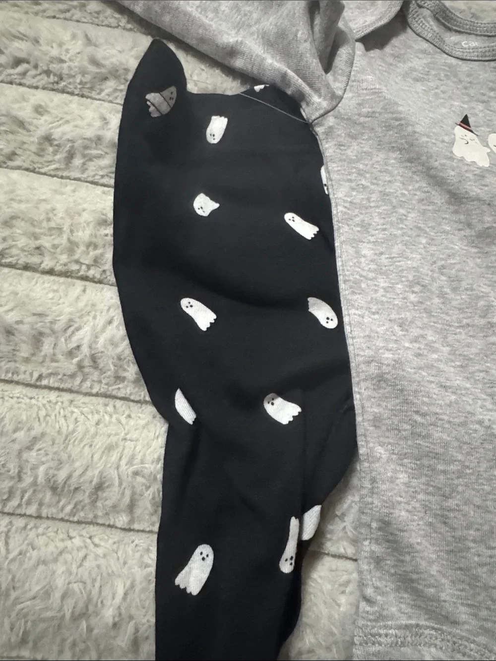 Carter's Gray Bodysuit with Black Ghost-Print Pants